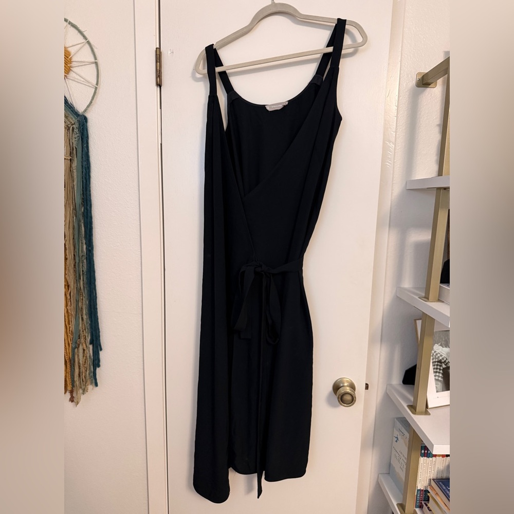 Everlane Black Wrap Midi Dress | Sleeveless | Size 8